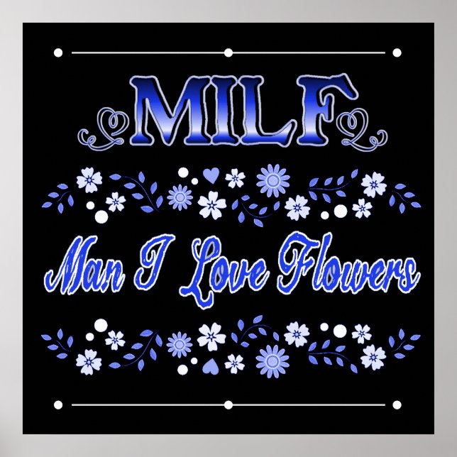 Poster Homme I Love Flowers Blue Text (Devant)