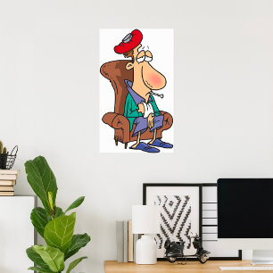 Poster Homme malade épuisé assis dans un fauteuil