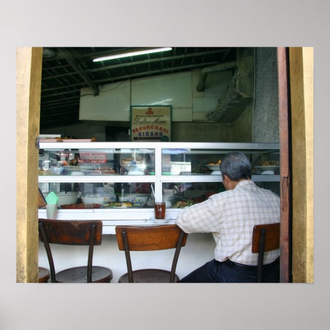 Poster Homme qui mange seul (Devant)