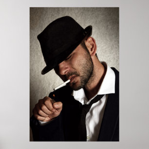 Poster Homme rétro fumeur