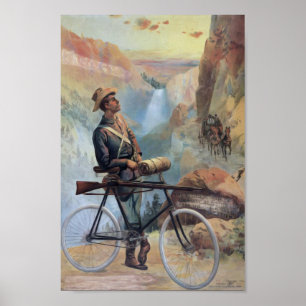 Poster Homme sur la bicyclette, cru de parc national de