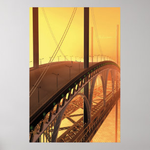 Poster Homme sur un pont
