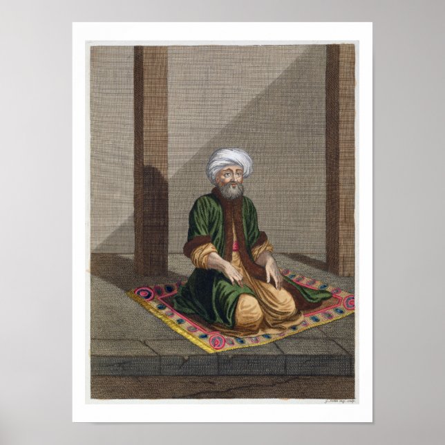 Poster Homme turc, prière, 18ème siècle (gravure) (Devant)