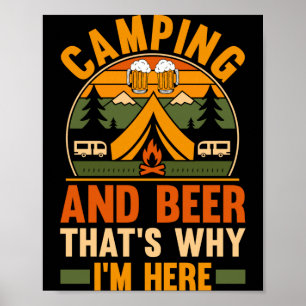 Poster Hommes camping bière camp vie forêt campeur