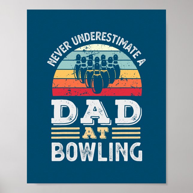 Poster Hommes Drôle Papa à Bowling Fête des pères Mens (Devant)