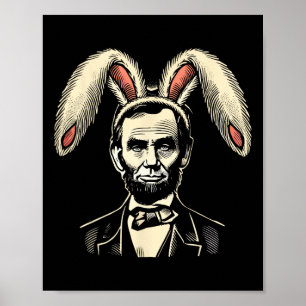 Poster Hommes Femmes Vintage Lapin Pâques Costume Abraham