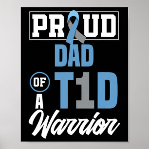 Poster Hommes Fier Papa D'Un T1D Guerrier Sensibilisation