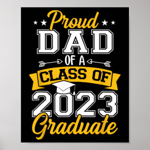 Poster Hommes Fier Papa D'Une Classe De 2023 Diplômé Seni