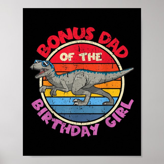 Poster Hommes Fille Anniversaire I Bonus Papa I Velocirap (Devant)