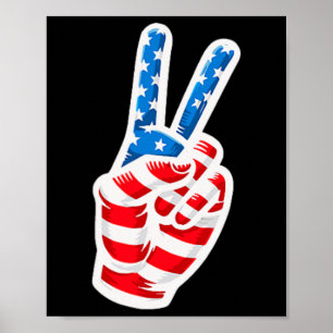 Poster Hommes Garçons Drapeau Américain Paix Signal 4 jui