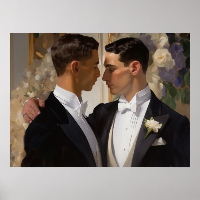 Poster Hommes gays le jour de leur mariage (Devant)
