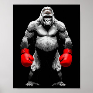 Poster Hommes Gorilla Fighter Boxer Art drôle Animal Boxe