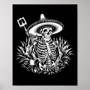 Poster Hommes Mexique Vintage Squelette Dia De Los Muerto