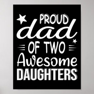 Poster Hommes Papa De 2 Filles Deux Filles Père &#; s Jou