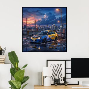 Poster Honda Civic EK9 Voiture de Tourisme