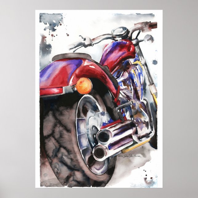 Poster Honda Fury Motorcycle aquarelle par Jamie Hansen (Devant)