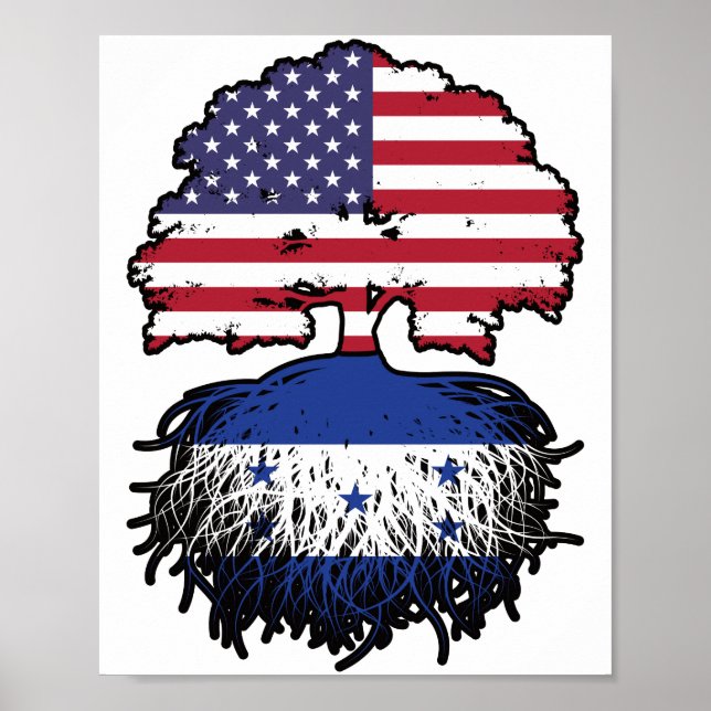 Poster Honduras Amérique États-Unis drapeau des racines d (Devant)