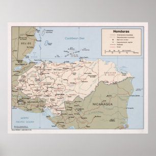 Poster Honduras Map (1985)