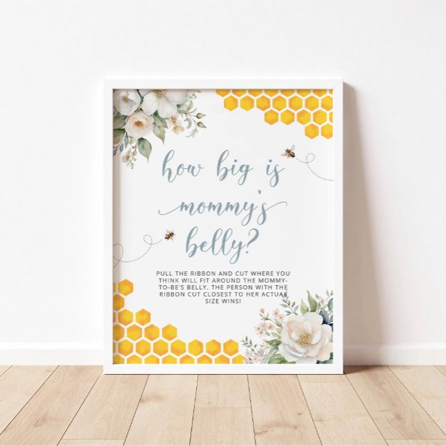 Poster Honey Bee Baby shower Quelle est la taille du vent (Créateur téléchargé)