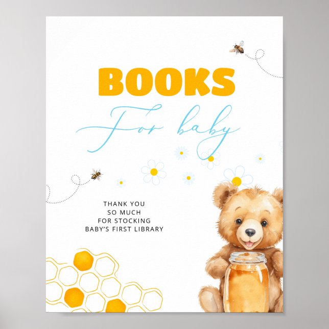 Poster Honey Bee Bear Baby showers Livres Pour Bébé (Devant)