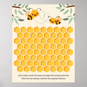 Poster Honey Bees Baby Shower Guest Book Alternative