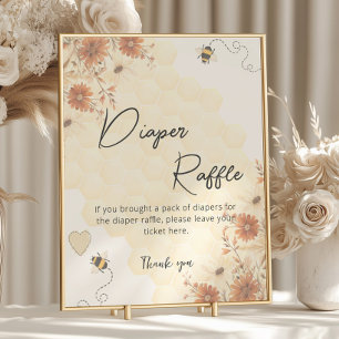 Poster Honey Boho Fleur sauvage Baby shower Déchets Raffl