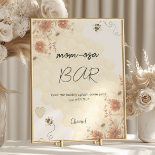 Poster Honey Boho Fleur sauvage Baby shower Maman-osa Bar