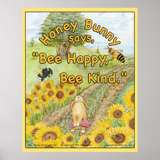 Poster Honey Bunny dit 'Abey Happy, Bee Kind'