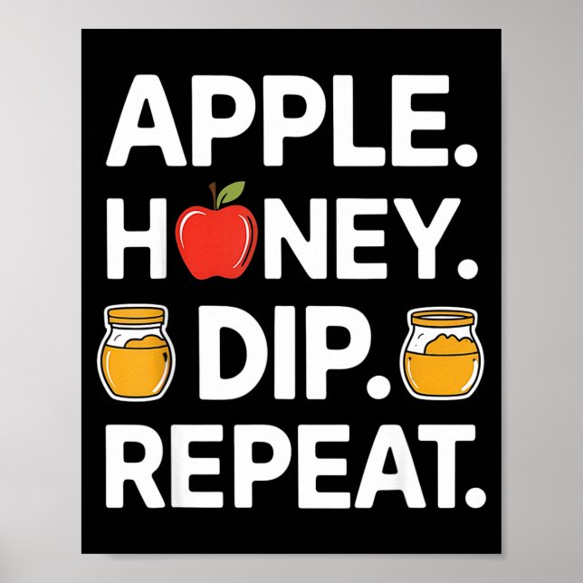 Poster Honey Dip Repeat Funny Rosh Hashanah Jewish New Ye (Devant)