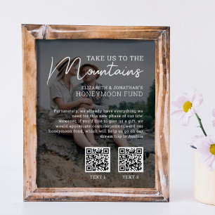 Poster Honeymoon fund argent moderne code qr photo