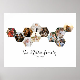 Poster Honeypeb Hexagon Photo Collage 11 Photos Famil