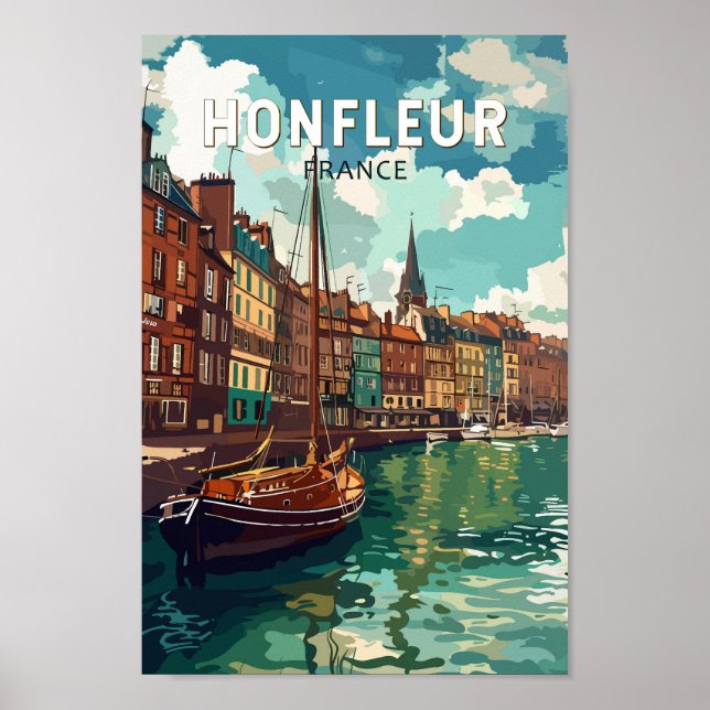 Poster Honfleur France Travel Art Vintage (Devant)