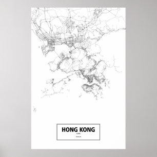 Poster Hong Kong, Chine (noir sur blanc)