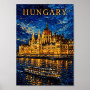 Poster Hongrie : Nuit Glow Budapest Art Souvenir
