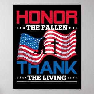 Poster Honneur Le Fallen Merci Le Drapeau Vivant États-Un