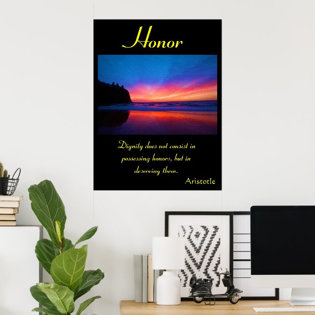 Poster Honneur se lève sous la lumière du paysage marin d (Bureau à domicile)