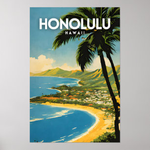 Poster Honolulu Hawaii Nostalgic Travel Art