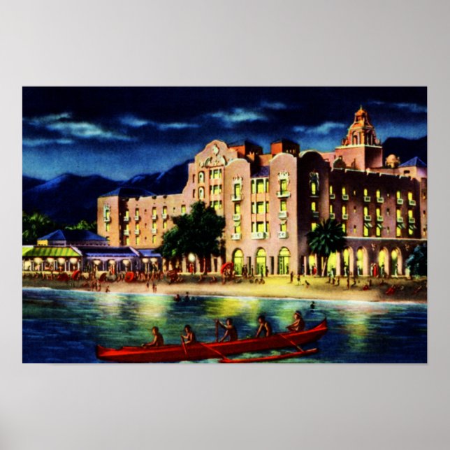 Poster Honolulu Hawaii Royal Hawaiian la nuit (Devant)