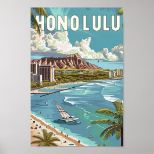 Poster Honolulu Hawaii USA Vintage voyage Place