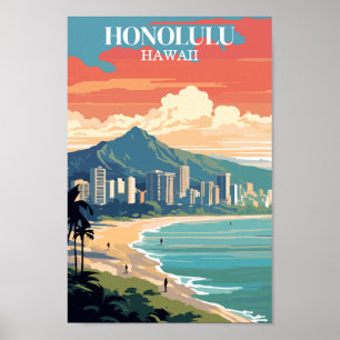 Poster Honolulu, Hawaii : Voyage Vintage