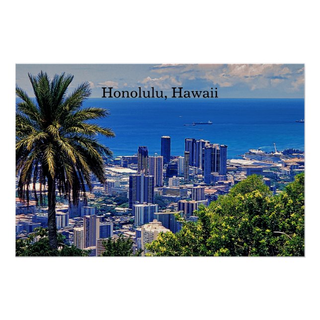 Poster Honolulu, Oahu, Hawaii (Devant)