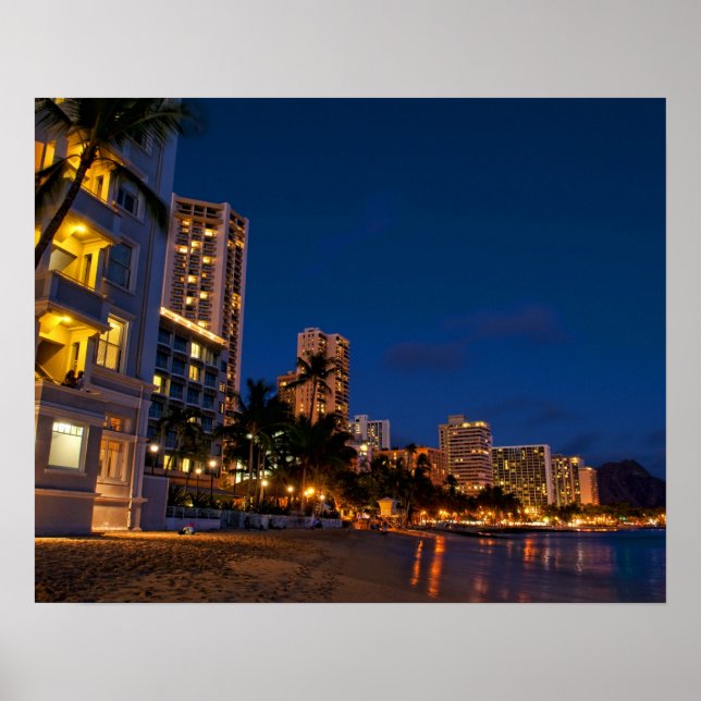 Poster Honolulu, Oahu, Hawaii. Exposition nocturne (Devant)
