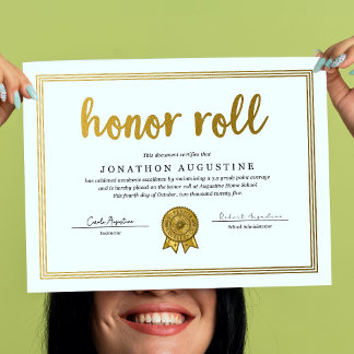 Poster Honor Roll Certificate