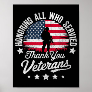 Poster Honorer tous ceux qui ont servi Merci Veterans Day