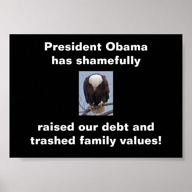 Poster Honte sur l'affiche photo du président Obama Bald  (Devant)