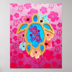 Poster Honu tropical hawaïen