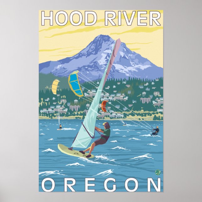 Poster Hood River, ORWind Surfers & Kite Boarders (Devant)