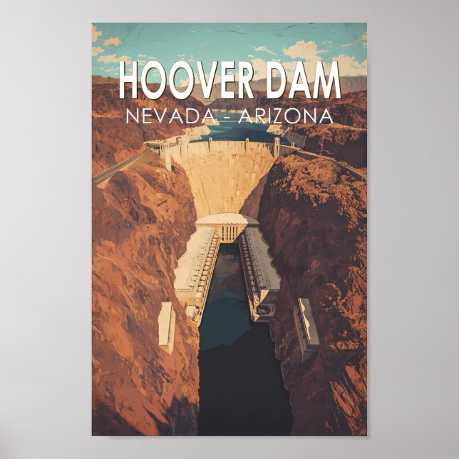 Poster Hoover Dam Travel Art Vintage (Devant)
