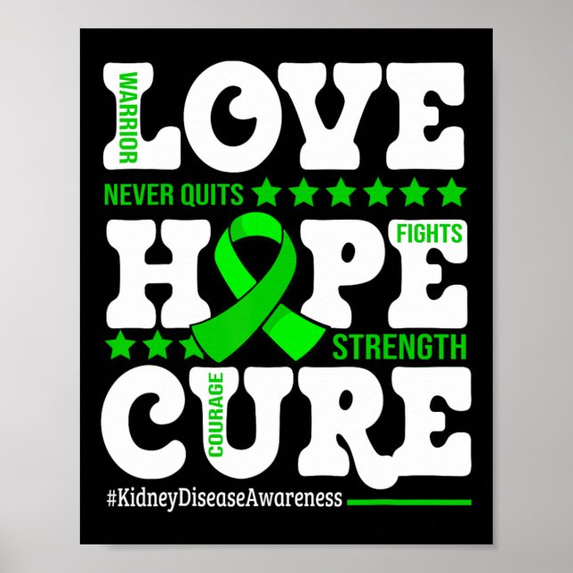 Poster Hope Cure Warrier Kidney Disease Awareness Support (Devant)