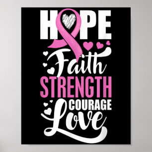 Poster Hope Faith Force Courage Amour Cancer du sein Awa